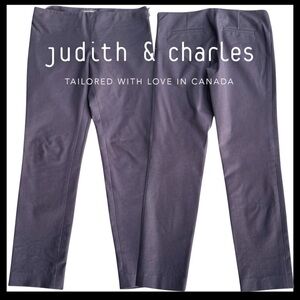 Judith & Charles Navy Cotton Blend Low Waist Side Zip Taper Leg Ankle Pant (6)